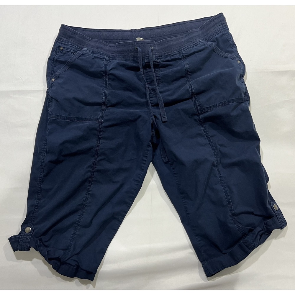 Style & Co Cargo Capri Shorts Womens XL Blue Drawstring Elastic Waist